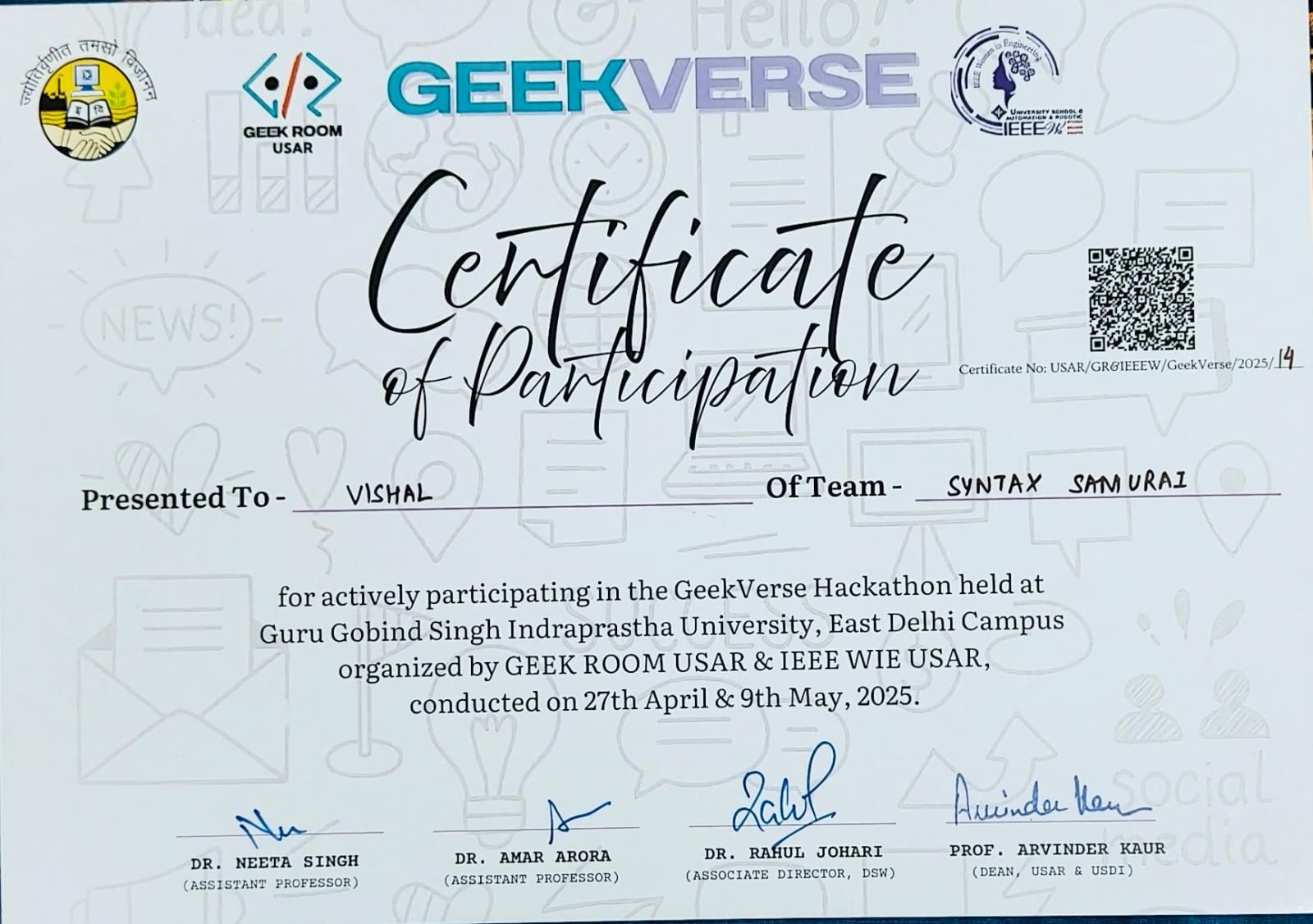 USAR GeekVerse Top 10 Runnerup
